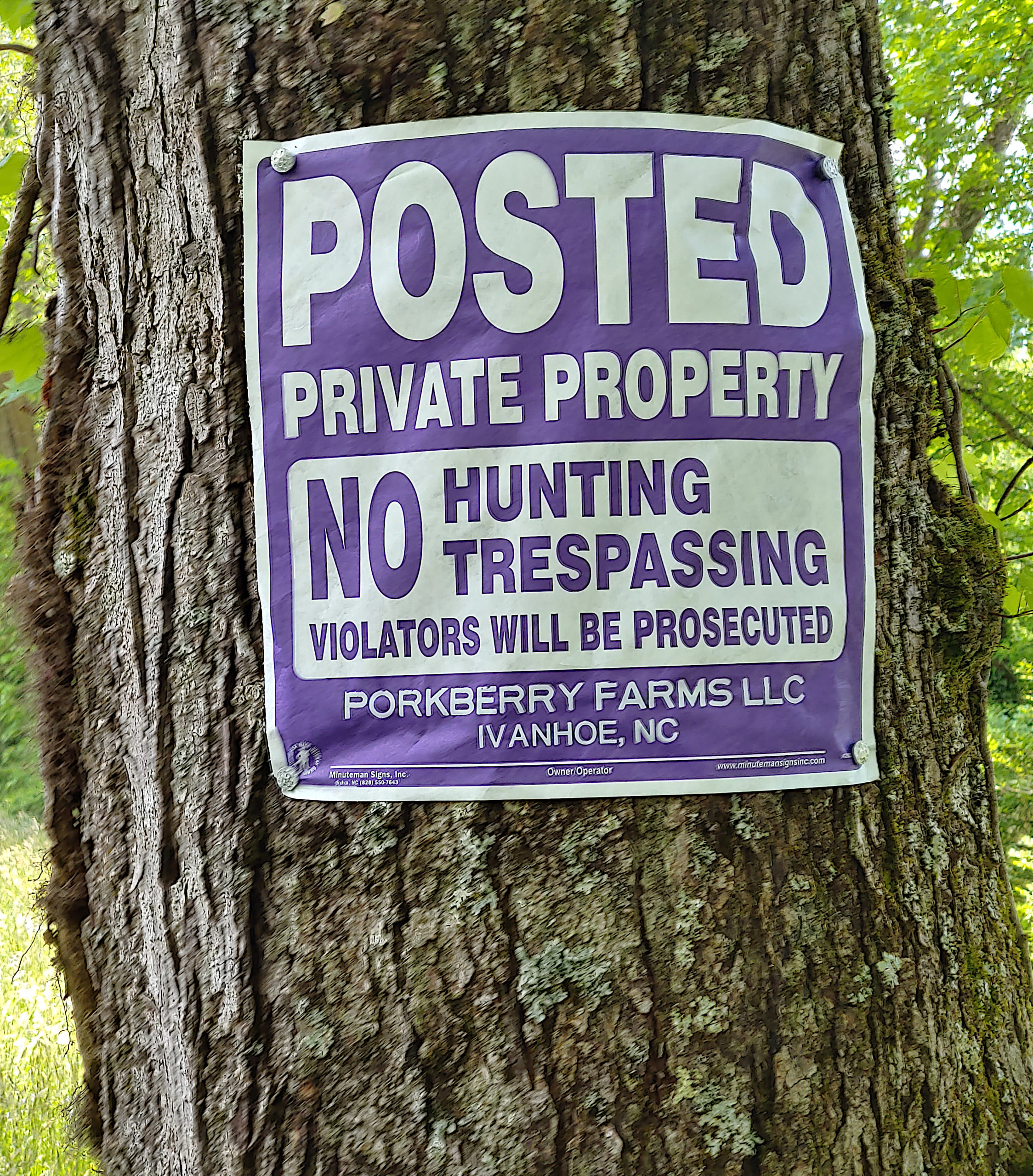 Posted Private Property No Hunting Trespassing Violators will be