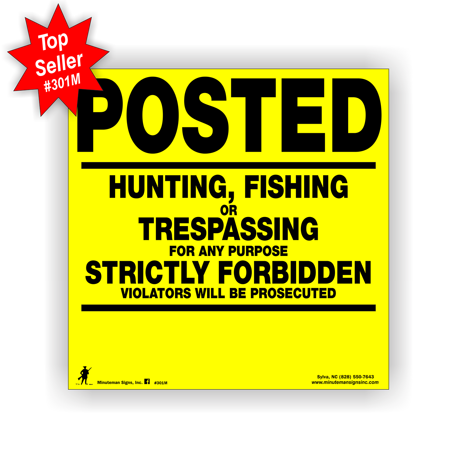 Minuteman Original Posted Hunting, Fishing or Trespassing Yellow
